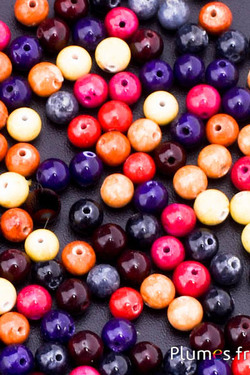 Perles acryliques rondes - Ø 4  mm, trou 1 mm - multicolore